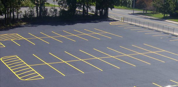 Striped parking lot