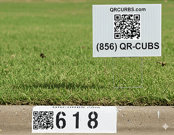 Example of a discounted curb painting with an advertisement